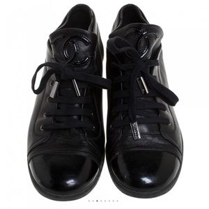 Chanel Patent Black Leather/Patent Leather Sneaker